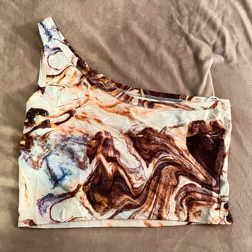 Marble One Shoulder Tank Top